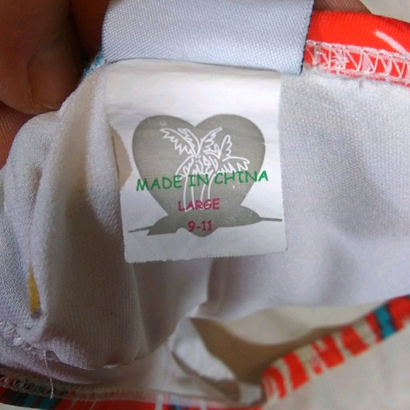 Island Love Orange Turquoise Bikini Top Large - Picture 3 of 3